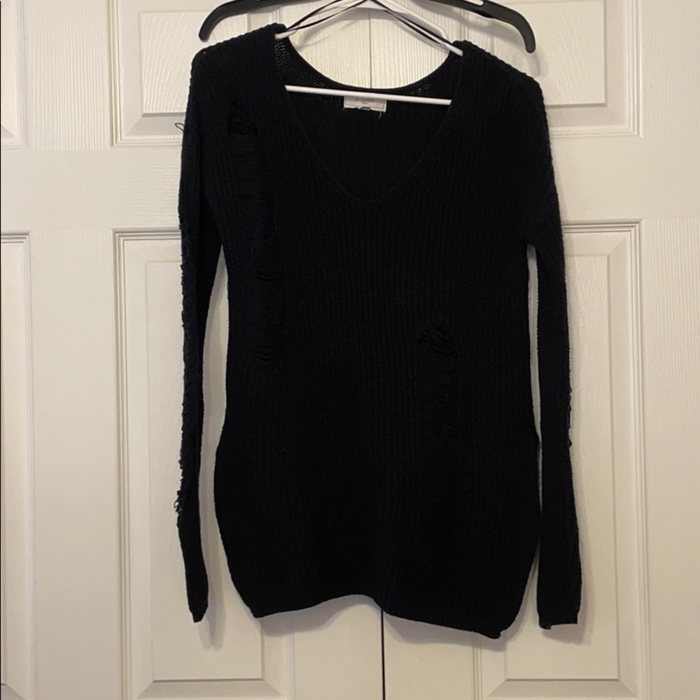 Distressed Black Sweater